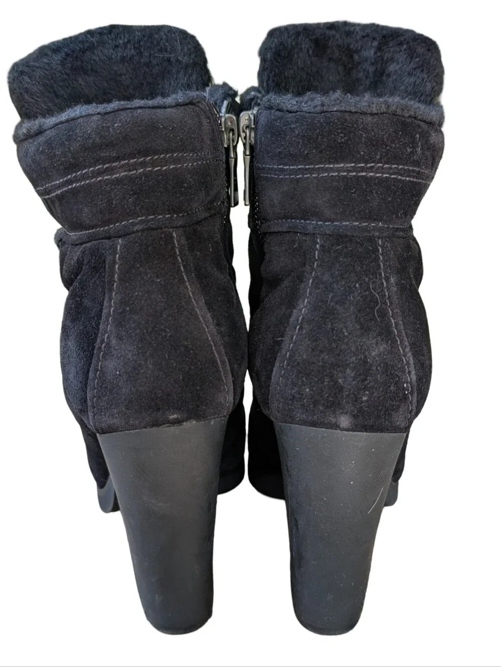 Prada Sport Suede Faux Fur Trim Lace-Up Boots